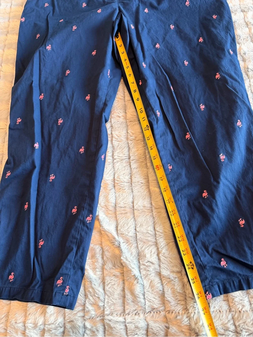 Talbots Navy Relaxed Chino Pants with Pink Flamingo Embroidery SIZE 20W - Picture 2 of 12
